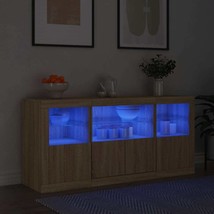 Sideboard with LED Lights Sonoma Oak 142.5x37x67 cm - £107.93 GBP