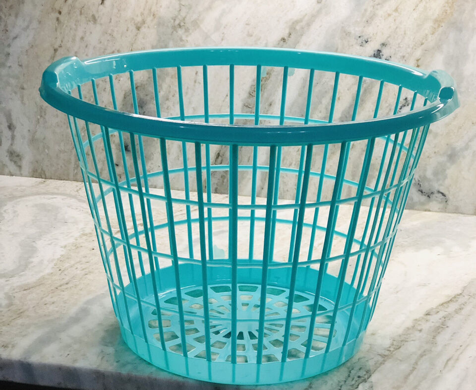 Large Slotted Plastic Laundry Blue Basket 12x17.5-in - $17.70
