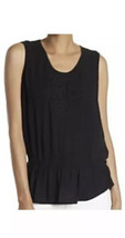 New Daniel Rainn DR2 Women’s Peplum Tank Top Lace Crochet Keyhole Black XS - £15.78 GBP