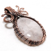 Rose Quartz Gemstone Ethnic Gifted Copper Wire Wrap Pendant Jewelry 2.10&quot; SA 894 - £5.20 GBP