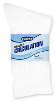 Diabetic Socks CREW White 6 Pair Sz 10-13 Healthy Circulation Buruka Non... - £12.54 GBP