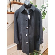 Stafford Mens Black Solid Long Sleeve Collared Button Front Casual Coat ... - $88.11