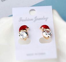 Adorable Santa Hat Rhinestone Christmas Stud Earrings - $5.00