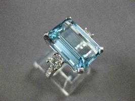 6Ct Aquamarine Emerald Cut 14k White Gold Over Solitaire Engagement Wedding Ring - £81.21 GBP