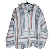 Molina Full Zip Striped Hooded Sweatshirt White Pastels Heavy Womens Small - $36.15