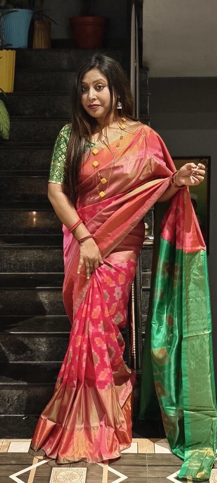 Designer Sari Bollywood Bridal Silk Saree Blouse South  colors ponchompolly silk