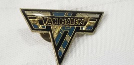 Blue Vh Logo Van Halen Vtg 1980s Enamel &amp; Metal Lapel Pin Button J EAN Jacket E5 - £9.53 GBP