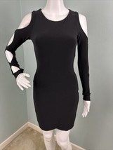 B DARLIN Women&#39;s Juniors Black L/S Peek-A-Boo Mini Body Con Dress Sz 3\4 - £11.89 GBP