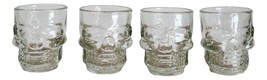 Set of 4 Clear Glass Gothic Skeleton Skull Face Liquor Shot Glasses Shooters - £14.38 GBP