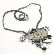 Dalmatian Black Spinel Gemstone Handmade Fashion Necklace Jewelry 18" SA 1791 - £4.78 GBP