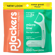 300 Coun Micro Line Dental Floss Picks, Fold-Out Flippick, Tuffloss, Easy Storag - £10.75 GBP