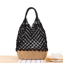 Casual Straw Women Shoulder Bags Wicker Woven Handbags Rattan Summer Beach Bag L - £20.88 GBP