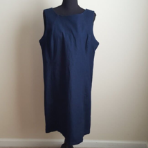 Peter Nygard Women&#39;s Dress 16 Blue Denim Shift Sleeveless Stretch Back Zip - £13.16 GBP