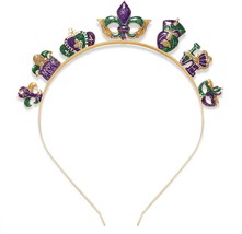 Mardi Gras Headbands for Women Mardi Gras Accessories Mask Fleur De Lis Hairband - £23.45 GBP