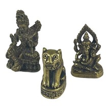 Lot magic yant Tiny Tiger LP Jua Thai mini brass talisman amulet life protection - £44.83 GBP