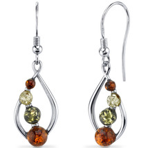 Sterling Silver Baltic Amber Open Multi-Color Open Leaf Earrings - £68.14 GBP