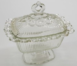 AP) Vintage Indiana Glass Company Pedestal Lace Edge Candy Jar with Lid - $19.79