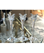 3 Mikasa Art Deco Crystal Glass Candlestick Taper Slovenia Candle Holder... - $65.00