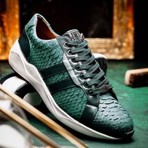 Hand painted genuine Snake and calfskin Sneaker Shoes Verona Green image 10