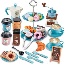 Pretend Tea Party Set For Little Girls, 38 Pcs Coffee Maker Set And Play Food De - £30.71 GBP