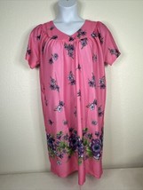 NWT Lati Fashion Womens Plus Size 2X Pink Floral House Dress Short Sleeve - £17.13 GBP