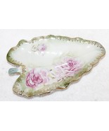 Lefton 5517 Leaf Nut / Candy / Trinket Dish Tray ~ Roses &amp; Gold Rim ~ RA... - $19.99