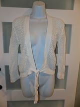Jones New York Cable Knit Cardigan Sweater Front Tie White Size S Women'... - $21.60