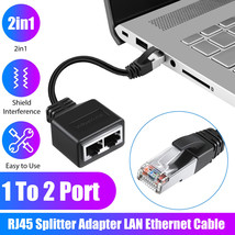 RJ45 LAN Ethernet Splitter Adapter 1 to 2 Way Ports Cable Network Plug Connector - £12.64 GBP
