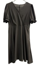 Women’s Black V-Neck Short Sleeve A-Line Dress, Size Large - $11.88