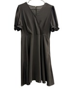 Women’s Black V-Neck Short Sleeve A-Line Dress, Size Large - $224.45 MXN