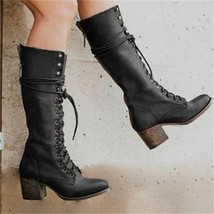 Women&#39;s Bandage Boots Foreign Trade European And American Cross-Border New Thick - £75.90 GBP