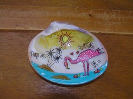 Handpainted Flamingo Island Shining Sun Seasell – 4 x 3 inches –  - £3.90 GBP