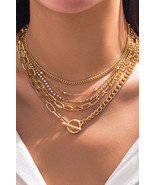 5pcs Layered Chain Collarbone Necklaces Set. - $261.91 MXN