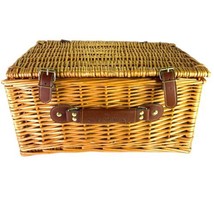 Netflix The Crown Wicker Picnic Basket Leather Straps 16”x12” - £51.11 GBP