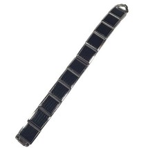 Vintage Speidel Watch Band Stainless Leather Expansion 10k GF Trim USA  - £16.24 GBP