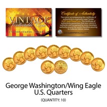 George Washington 1980&#39;s U.S. QUARTERS Uncirculated 24KT Gold Clad - QTY 10 - £12.00 GBP