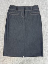 Cache Skirt Womens 8 Gray Pencil Career Stretch Contrast Stitching Back ... - $17.81