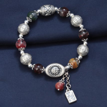 Colorful Crystal Beaded With Sterling Silver Be Rich Charm Bracelet,Gift... - £51.50 GBP