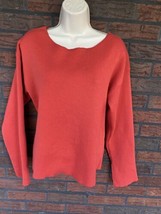 Small Orange Sweater Small Open Back 3 Ties Long Sleeve Stretch Pullover... - $2.85