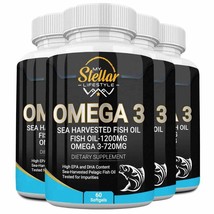 4 Bottles Omega 3 Fish Oil by My Stellar Lifestyle - 60 Softgels x4 - £76.60 GBP