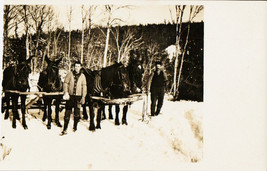 Velox 1907-1917 Real Photo Postcard RPPC Winter Logging With Horse Teams - $19.75