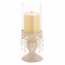 Victorian Hurricane White Metal Candle Lantern - $16.63