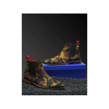 Men TAYNO Chelsea Chukka Micro Suede Soft Comfortable Boot Victorian Green Camo image 2