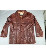 VTG Wilson&#39;s Leather Jacket Men Large M. Julia  Red Brown Button Down Bl... - £98.10 GBP