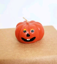 Vintage Miniature Orange Pumpkin Candle Jack-O-Lantern Mini Halloween Decor - $12.19