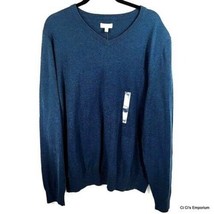 Sonoma Fine Gauge V Neck Sweater Blue XXL Lightweight Cotton Classic Fit - $19.79