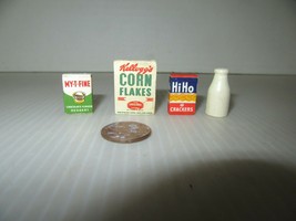 Vtg Miniature Doll House Items-Kellog&#39;s Corn Flakes, HiHo Crackers, My-T-Fine - £7.86 GBP