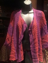 Vintage Crochet Cocon Pull Violet Coton Rouge - £45.44 GBP