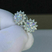 Halo-Ohrringe, 3,00 ct weißer, simulierter Diamant im Rundschliff aus... - £198.04 GBP