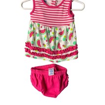 Kidgets GIrls Infant baby Size 0 3 Months Pink 2 Piece Short Outfit Set ... - £6.21 GBP